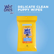 "Delicate Clean Puppy Wipes: Soothing and Refreshing Grooming Wipes with Oatmeal and Tropical Splash Scent - Perfect for Your Precious Pup! (30 Ct Pouch)"