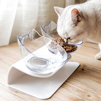 "Stylish Non-Slip Double Pet Bowl with Stand - Perfect for Cats and Dogs - Keep Your Pets Fed and Hydrated!"