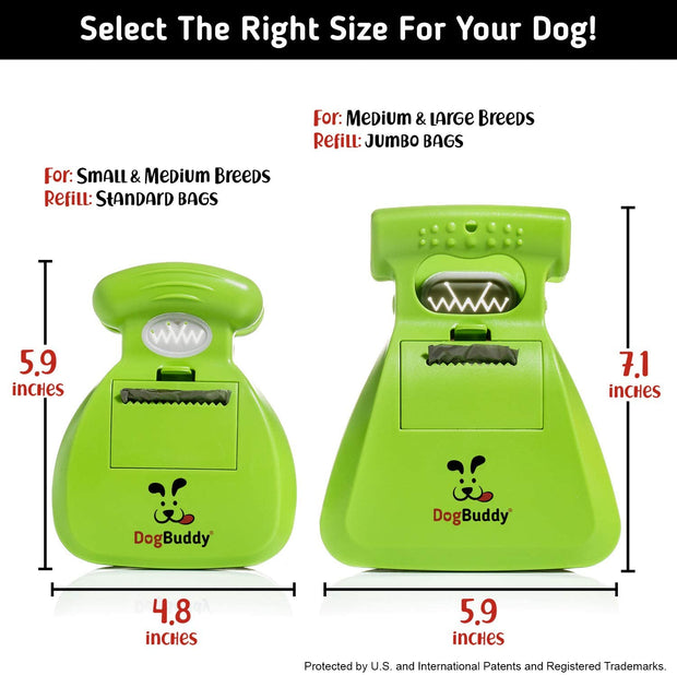 "Convenient and Portable Dog Pooper Scooper with Bag Attachment and Bonus Accessories - Perfect for Small and Large Dogs - Includes Leash Clip and Dog Poop Bags (Medium, Kiwi)"