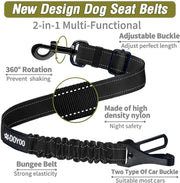 "Keep Your Furry Friend Safe on the Road - 2 Pack of Multi-Functional Dog Seat Belts with Adjustable and Reflective Design"