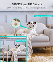 "Ultimate Indoor Security Camera: 1080P FHD Wifi Pet Camera with 2-Way Audio, Night Vision, AI Human Detection, and Cloud Storage - Perfect for Pets, Babies, and Home Security - Sleek Black Design"