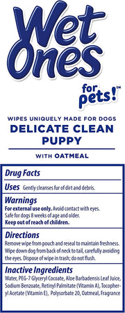 "Delicate Clean Puppy Wipes: Soothing and Refreshing Grooming Wipes with Oatmeal and Tropical Splash Scent - Perfect for Your Precious Pup! (30 Ct Pouch)"