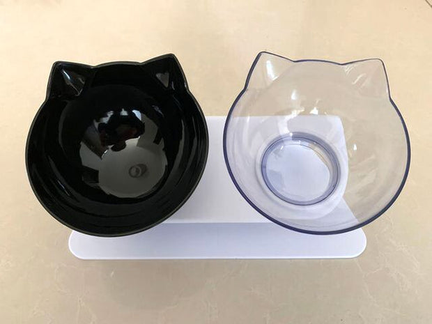 "Stylish Non-Slip Double Pet Bowl with Stand - Perfect for Cats and Dogs - Keep Your Pets Fed and Hydrated!"