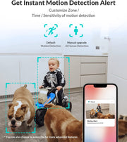 "Ultimate Indoor Security Camera: 1080P FHD Wifi Pet Camera with 2-Way Audio, Night Vision, AI Human Detection, and Cloud Storage - Perfect for Pets, Babies, and Home Security - Sleek Black Design"