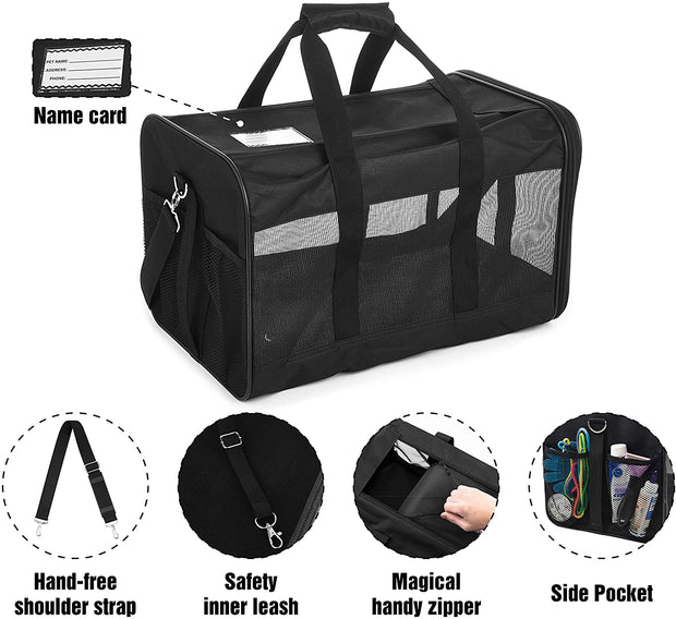 "Ultimate Pet Travel Companion: Stylish and Convenient Soft-Sided Carrier for Cats, Dogs, and More! Airline Approved, Collapsible, and Travel-Friendly - Keep Your Beloved Pet Safe and Comfortable On-The-Go!"